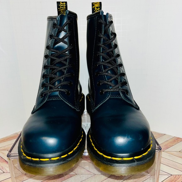 Dr Martens 1460 Blu Marin Navy Blue Smooth Leather Mens 4 Wmns 5 Boots Lace Up - Picture 7 of 16